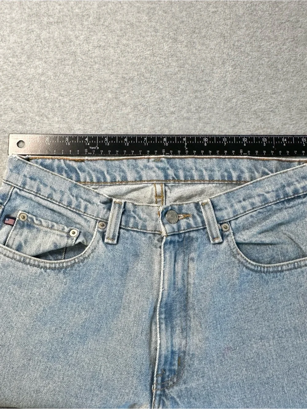 Polo by Ralph Lauren Light Blue Denim Jeans with Black Leather Patch 32x34 - Picture 3 of 16